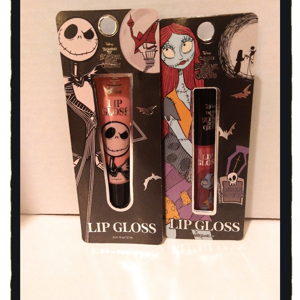 Disney ☠️The Nightmare Before Christmas☠️ Jack & Sally Lip Gloss 2-pc Set *NEW*